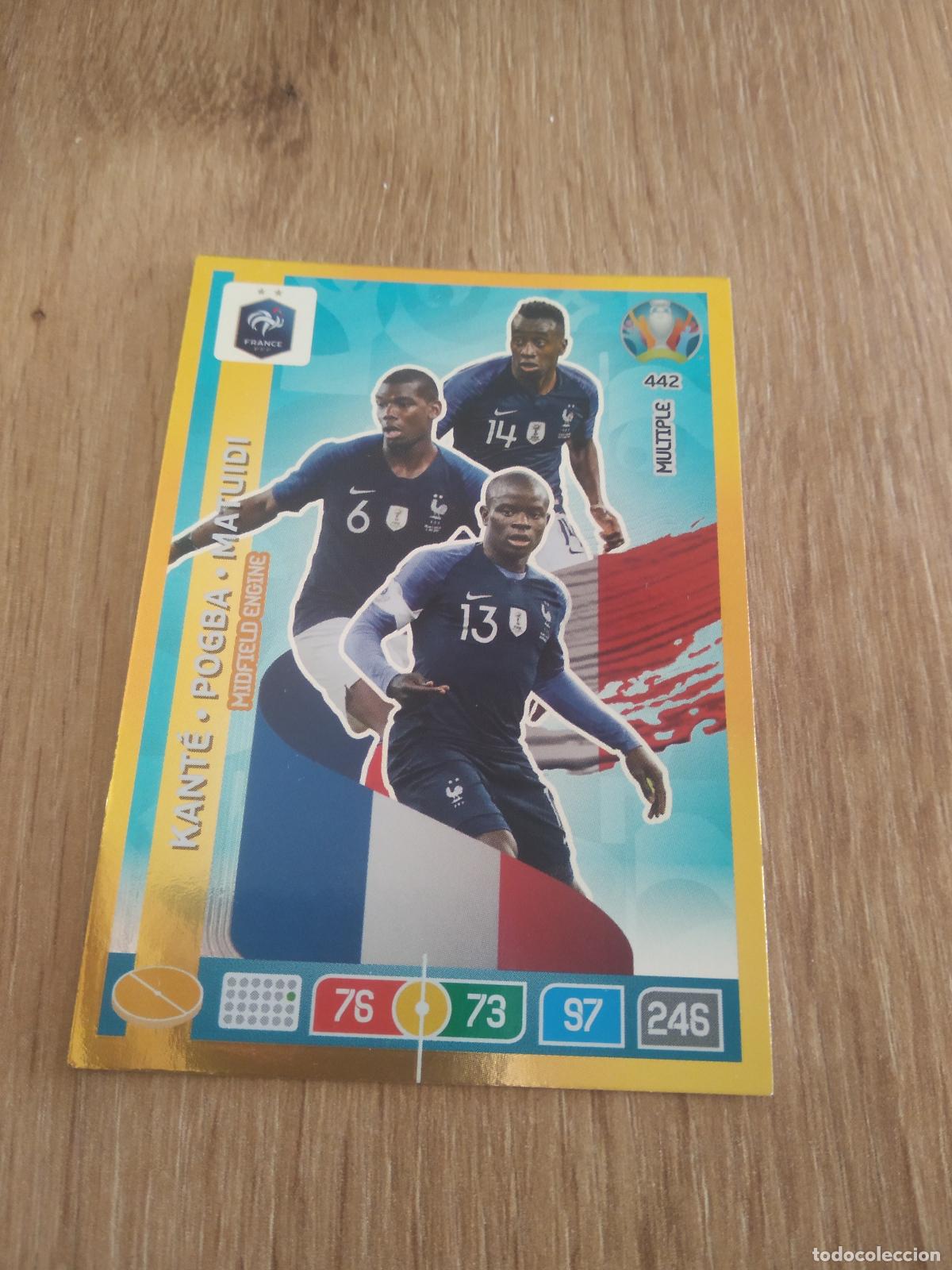 Cromos de f&uacute;tbol: 442 KANTE POGBA MATUIDI FRANCIA CROMO FUTBOL PANINI EURO 2020 ADRENALYN EUROCOPA