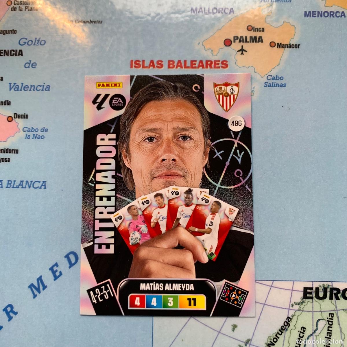 Figurine di Calcio: Almeyda entrenador n&uacute;mero 496 Del Sevilla cromo adrenalyn XL 25-26 2025-2026