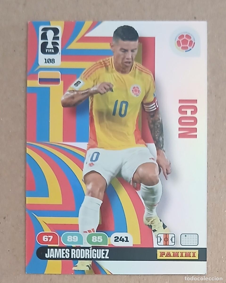 Fu&szlig;ball-Sticker: CROMO n&ordm; 108 JAMES RODR&Iacute;GUEZ COLOMBIA ICON ADRENALYN XL FIFA WORLD CUP 2026E PANINI. Nuevo.