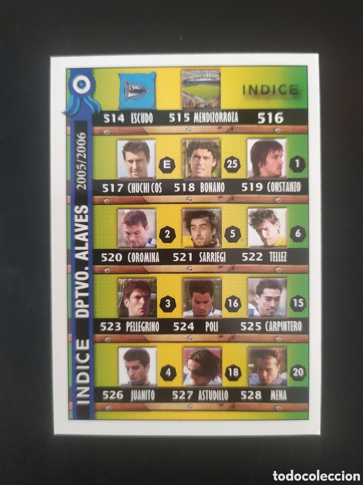 Cromos de f&uacute;tbol: Mundicromo fichas Liga 2005 2006 05 06 indice n&deg; 516 Alav&eacute;s