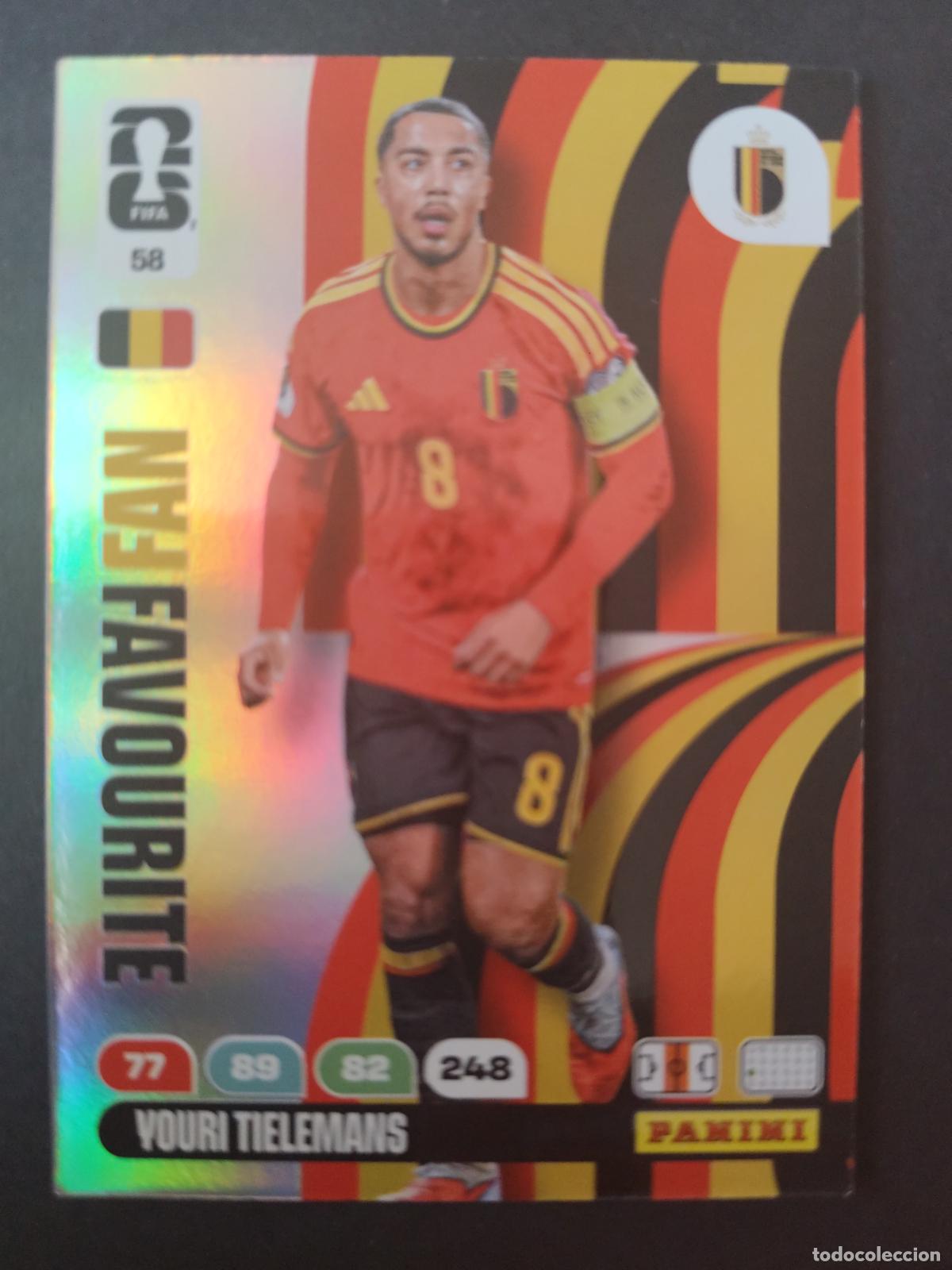 Figurine di Calcio: 58 YOURI TIELEMANS FAN FAVOURITE B&Eacute;LGICA ADRENALYN MUNDIAL FIFA WORLD CUP 2026 PANINI