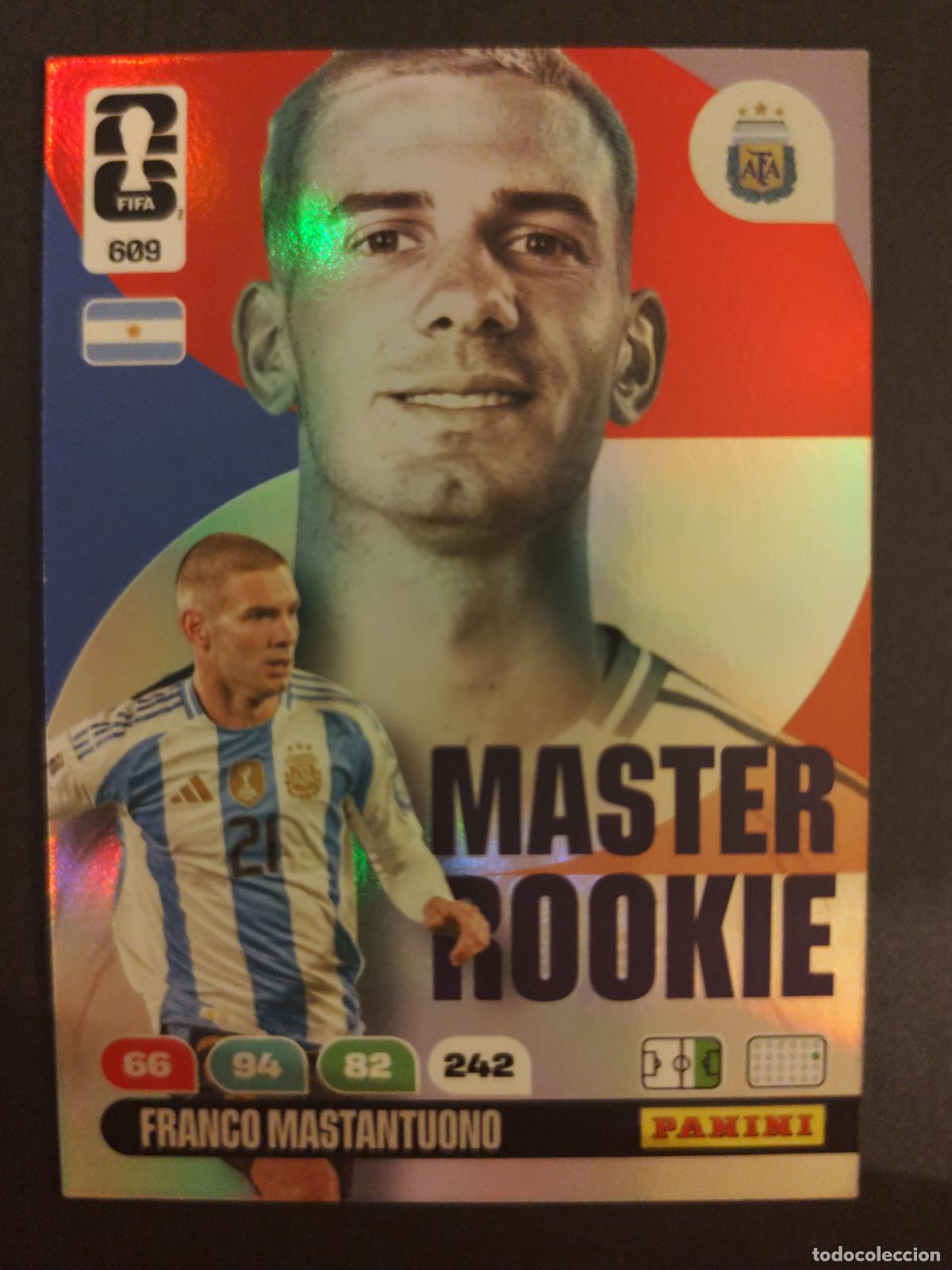 Cromos de f&uacute;tbol: 609 FRANCO MASTANTUONO ARGENTINA MASTER ROOKIE ADRENALYN MUNDIAL FIFA WORLD CUP 2026 PANINI