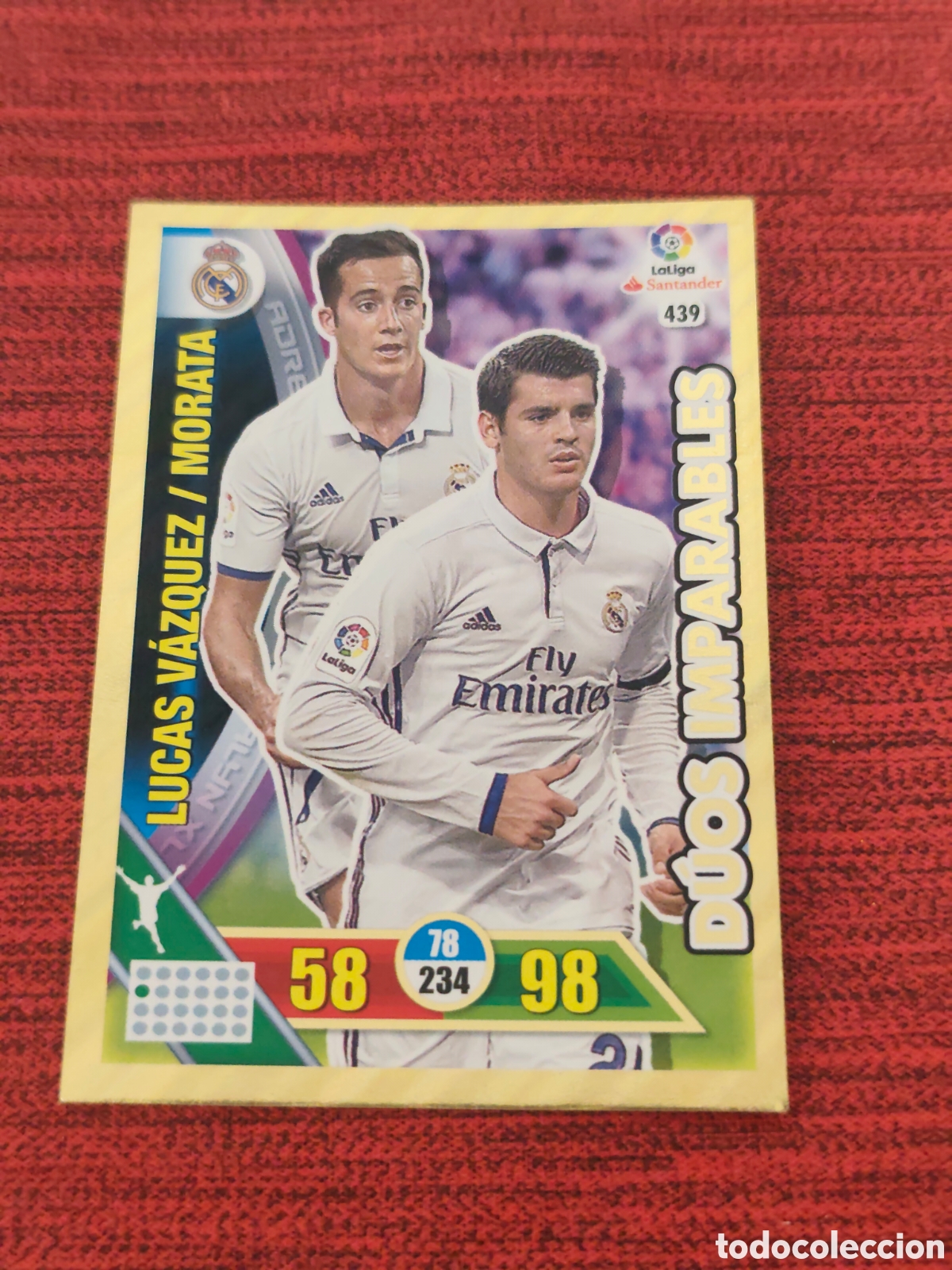 Cromos de f&uacute;tbol: DUOS IMPARABLES 439 LUCAS V&Aacute;ZQUEZ / MORATA REAL MADRID ADRENALYN XL LIGA 2016 2017