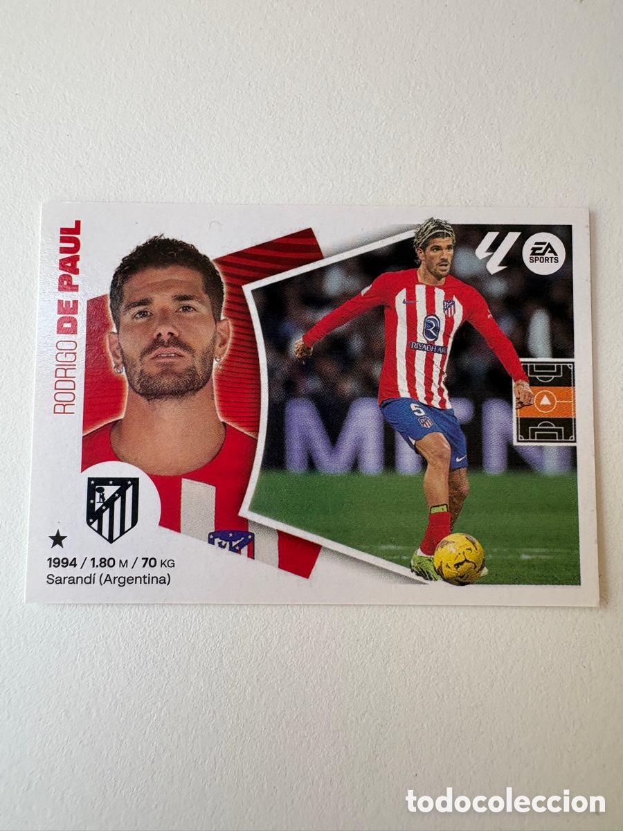 Cromos de f&uacute;tbol: Cromo Rodrigo De Paul Atletico de Madrid 10 Panini Liga Este 2024-25