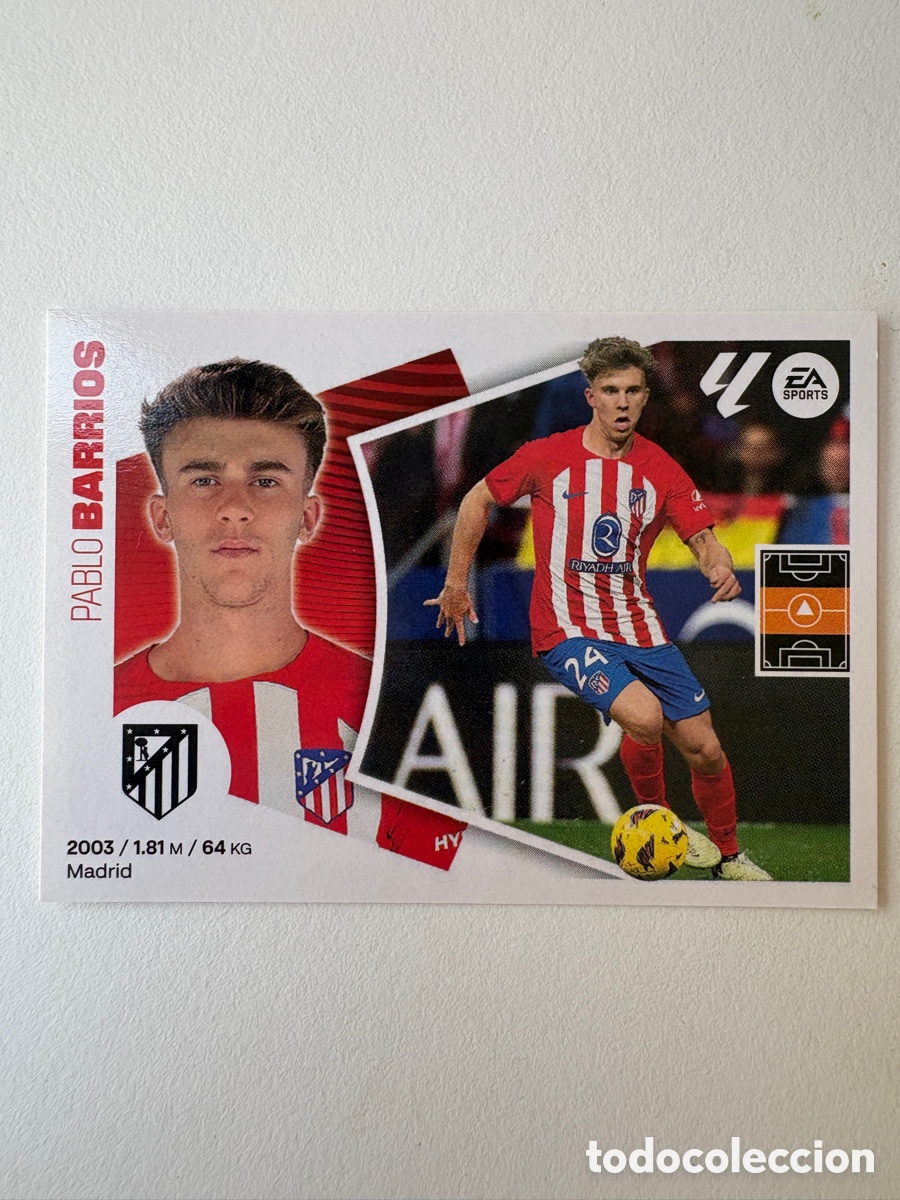 Cromos de f&uacute;tbol: Cromo Pablo Barrios Atl&eacute;tico de Madrid 14 Panini Liga Este 2024-25