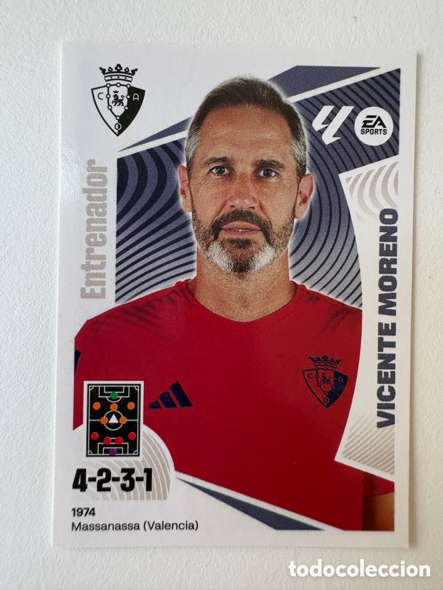 Fu&szlig;ball-Sticker: Cromo Vicente Moreno Entrenador Osasuna 2 Panini Liga Este 2024-25