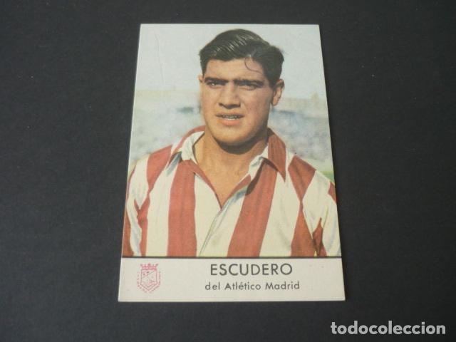 Cartes &agrave; collectionner de Football: ESCUDERO FUTBOLISTA ATLETICO DE MADRID CROMO PUBLICIDAD CHAMPA&Ntilde;A CASTELLBLANCH