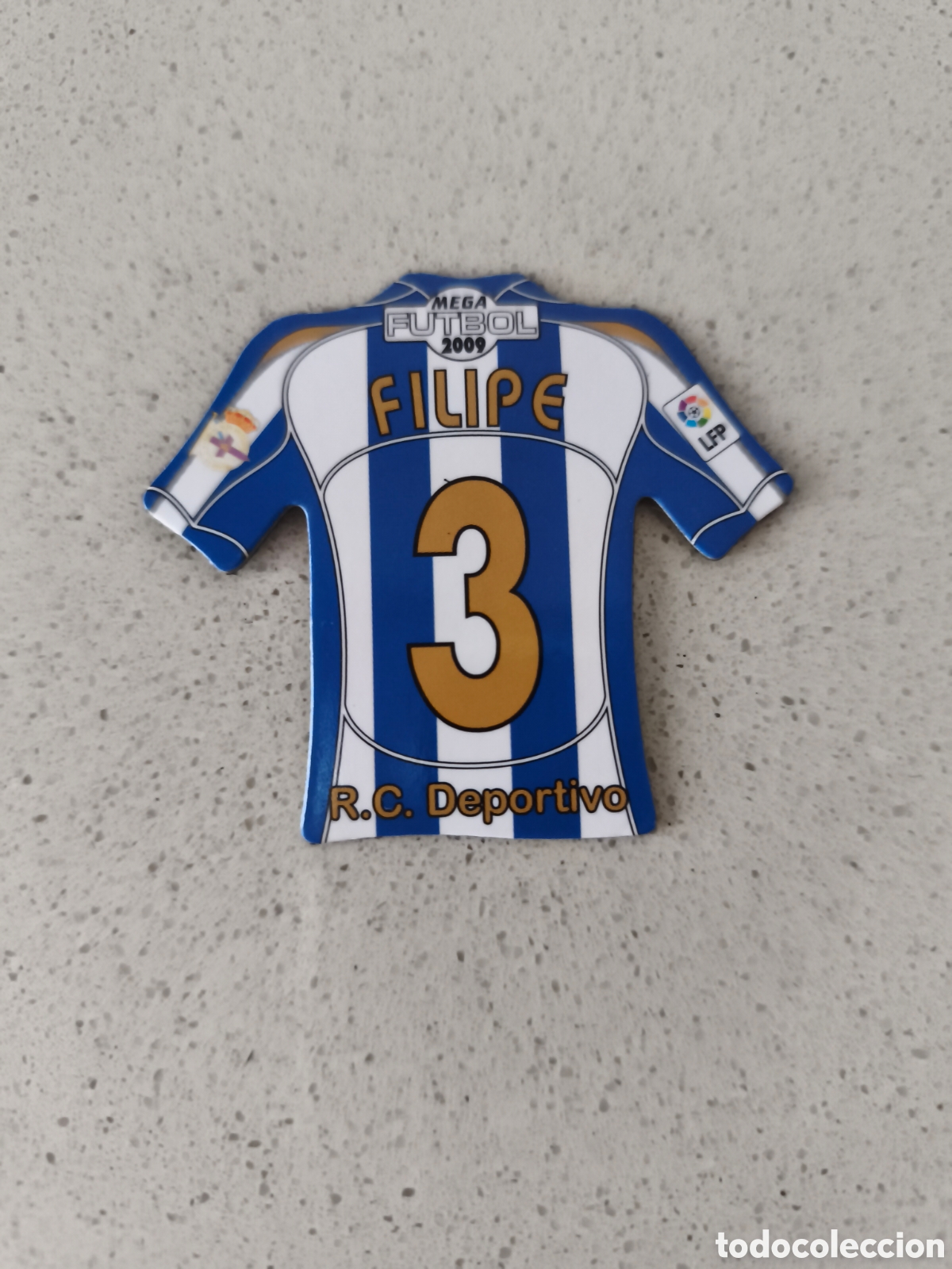 Cromos de f&uacute;tbol: CAMISETA IMAN NUMERO 3 FILIPE DEPORTIVO CORU&Ntilde;A. MEGA FUTBOL MAGNETS 2008-2009