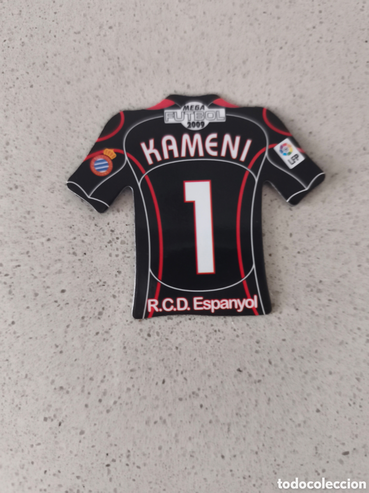 Cromos de f&uacute;tbol: CAMISETA IMAN NUMERO 1 KAMENI ESPANYOL. MEGA FUTBOL MAGNETS 2008-2009