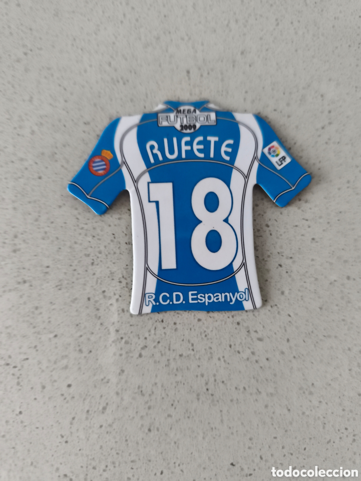 Football Stickers: CAMISETA IMAN NUMERO 18 RUFETE ESPANYOL. MEGA FUTBOL MAGNETS 2008-2009