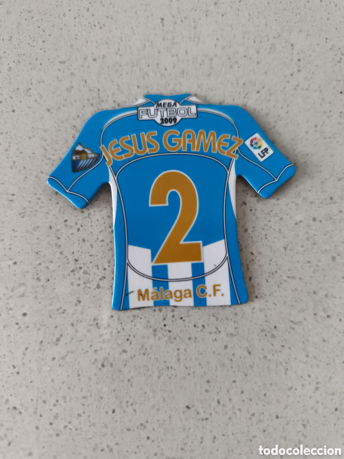 Football Stickers: CAMISETA IMAN NUMERO 2 J. GAMEZ MALAGA. MEGA FUTBOL MAGNETS 2008-2009