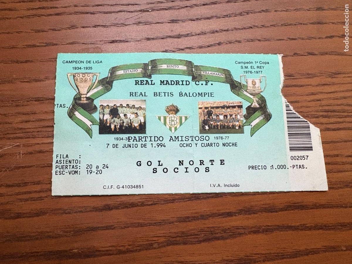 Cromos de f&uacute;tbol: B2. ANTIGUA ENTRADA 1994 BETIS - REAL MADRID