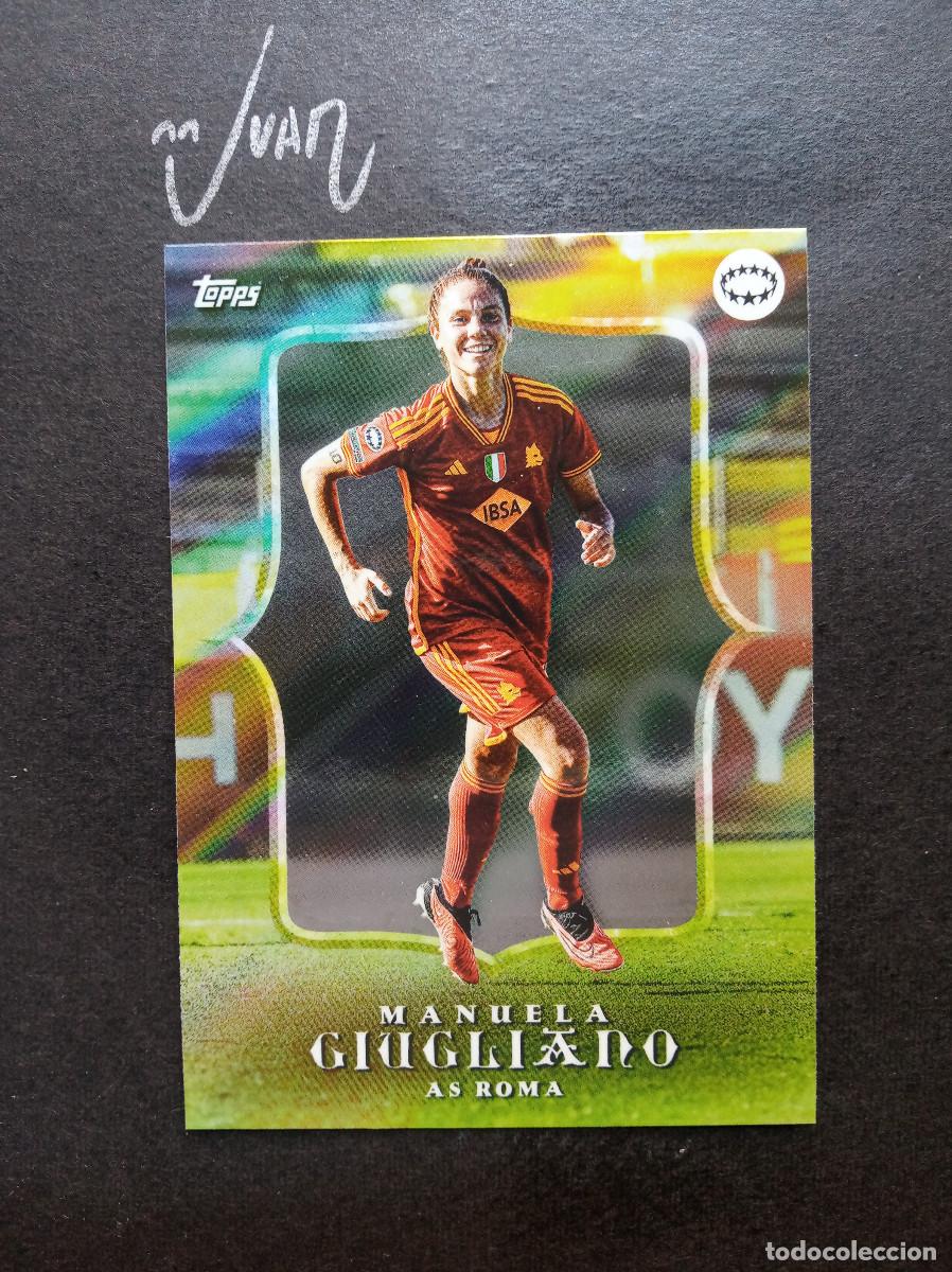 Figurine di Calcio: ESTRELLAS UWCL MANUELA GIUGLIANO AS ROMA ITALIA ⚽ TOPPS &reg; AITANA BONMATI CURATED SET WOMEN 2024