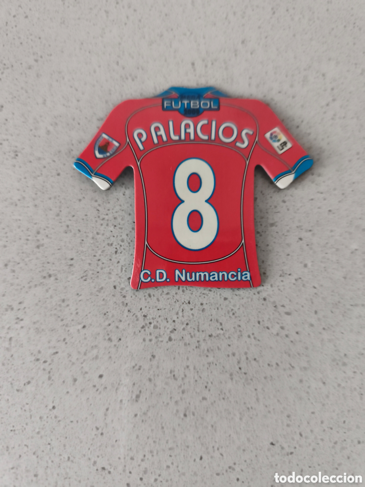 Cromos de f&uacute;tbol: CAMISETA IMAN NUMERO 8 PALACIOS NUMANCIA. MEGA FUTBOL MAGNETS 2008-2009