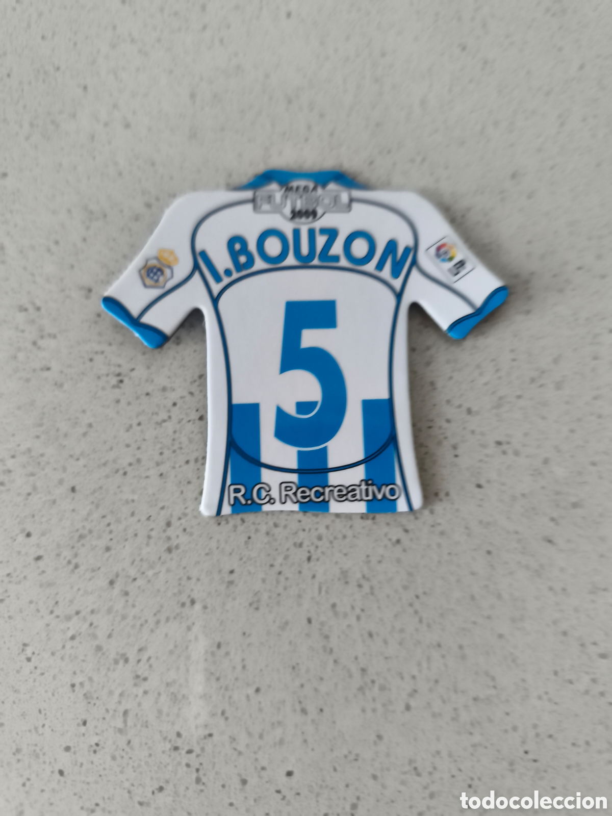 Cromos de f&uacute;tbol: CAMISETA IMAN NUMERO 5 BOUZON RECREATIVO HUELVA. MEGA FUTBOL MAGNETS 2008-2009