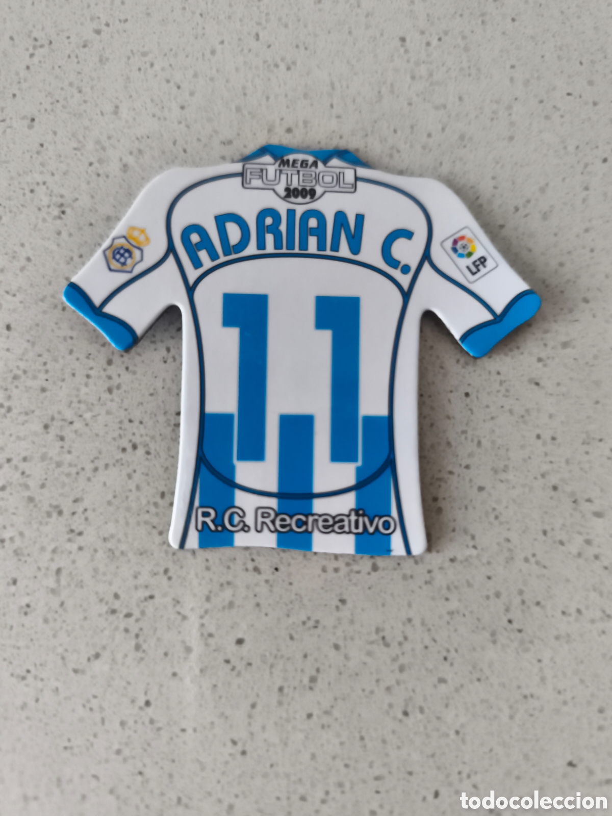 Fu&szlig;ball-Sticker: CAMISETA IMAN NUMERO 11 ADRIAN C. RECREATIVO HUELVA. MEGA FUTBOL MAGNETS 2008-2009