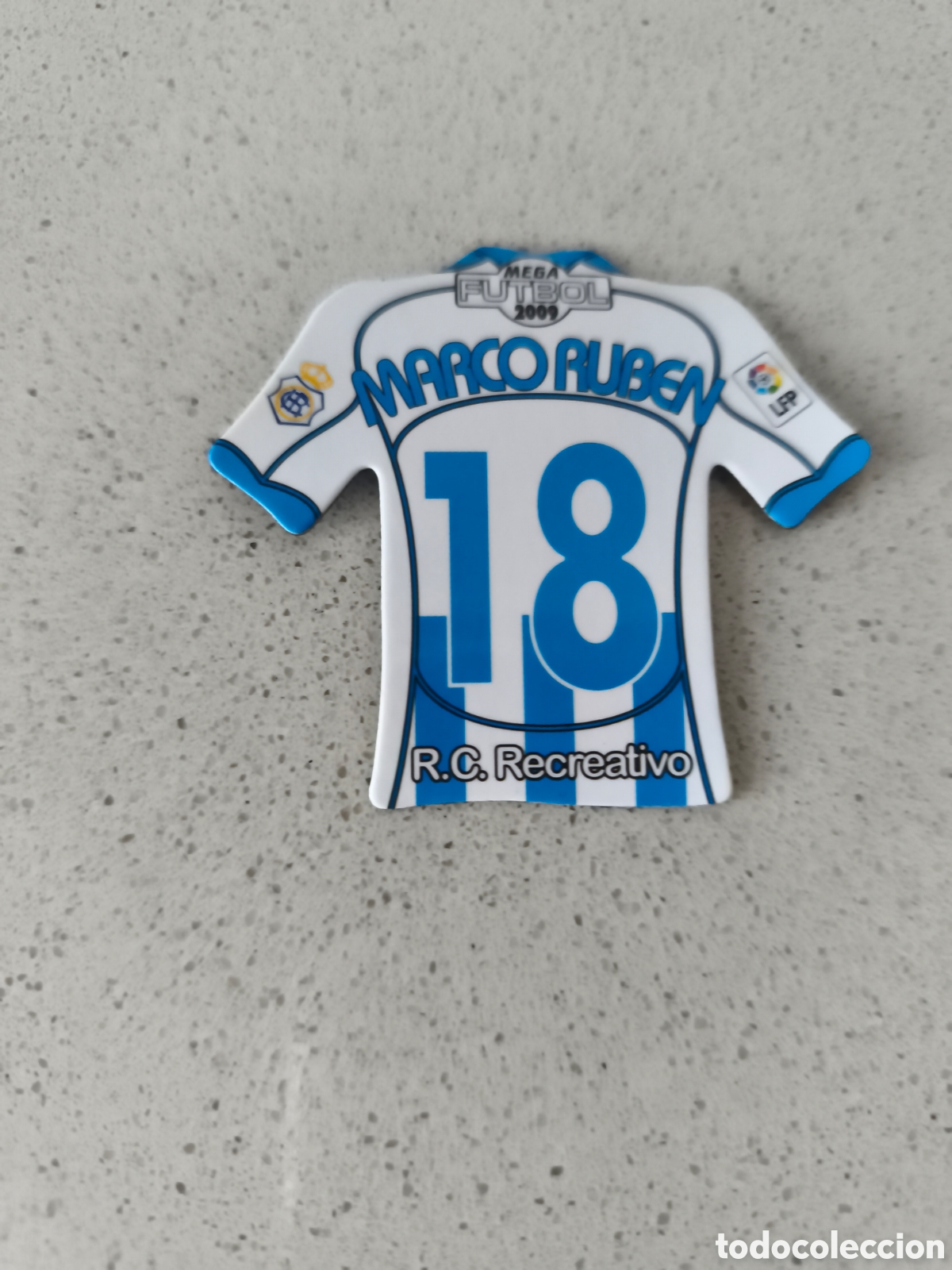 Fu&szlig;ball-Sticker: CAMISETA IMAN NUMERO 18 MARCO RUBEN RECREATIVO HUELVA. MEGA FUTBOL MAGNETS 2008-2009