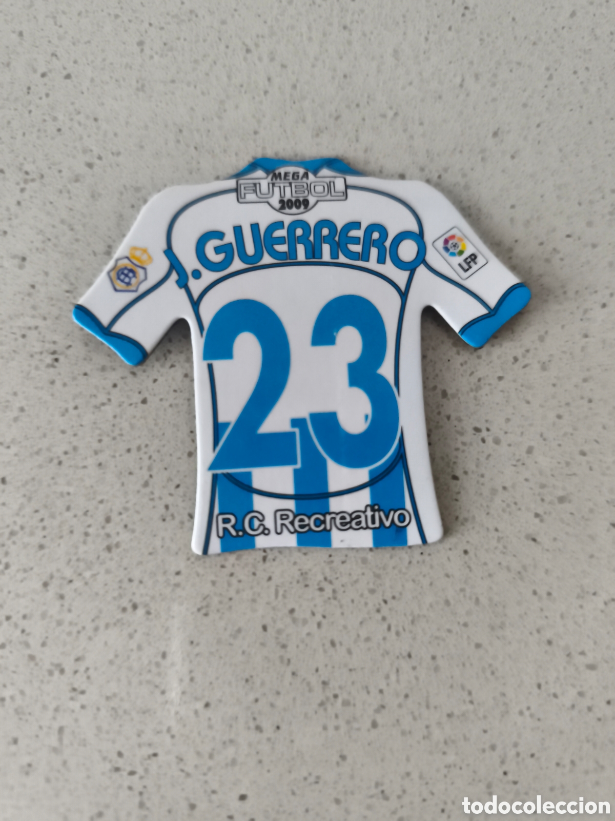 Fu&szlig;ball-Sticker: CAMISETA IMAN NUMERO 23 J. GUERRERO RECREATIVO HUELVA. MEGA FUTBOL MAGNETS 2008-2009