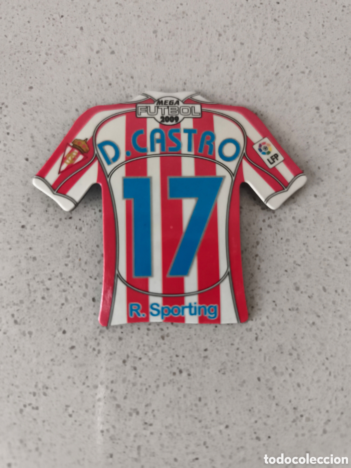 Fu&szlig;ball-Sticker: CAMISETA IMAN NUMERO 17 D. CASTRO SPORTING GIJON. MEGA FUTBOL MAGNETS 2008-2009