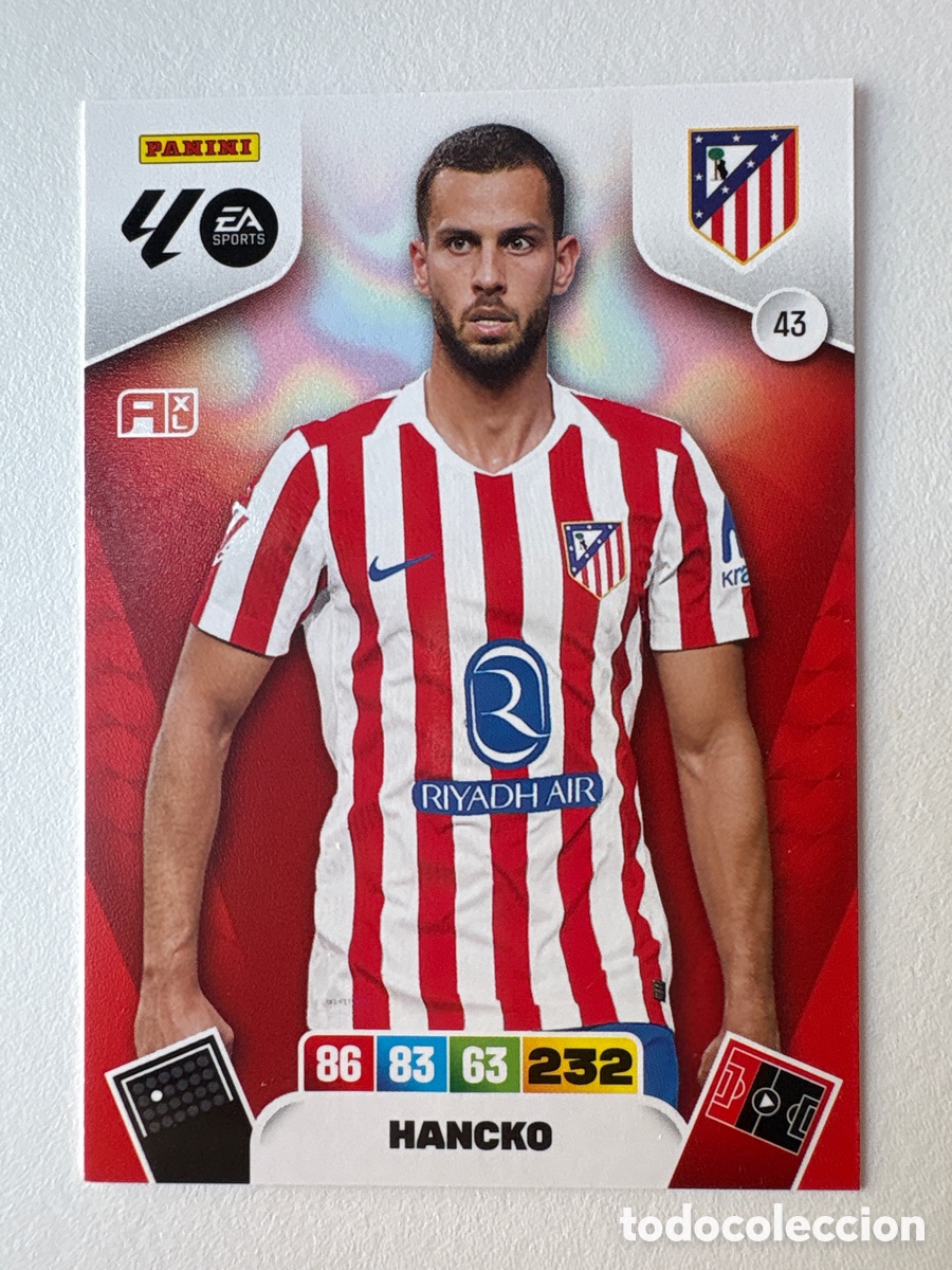 Cromos de f&uacute;tbol: Carta Hancko Atl&eacute;tico de Madrid 43 Adrenalyn 2025-26