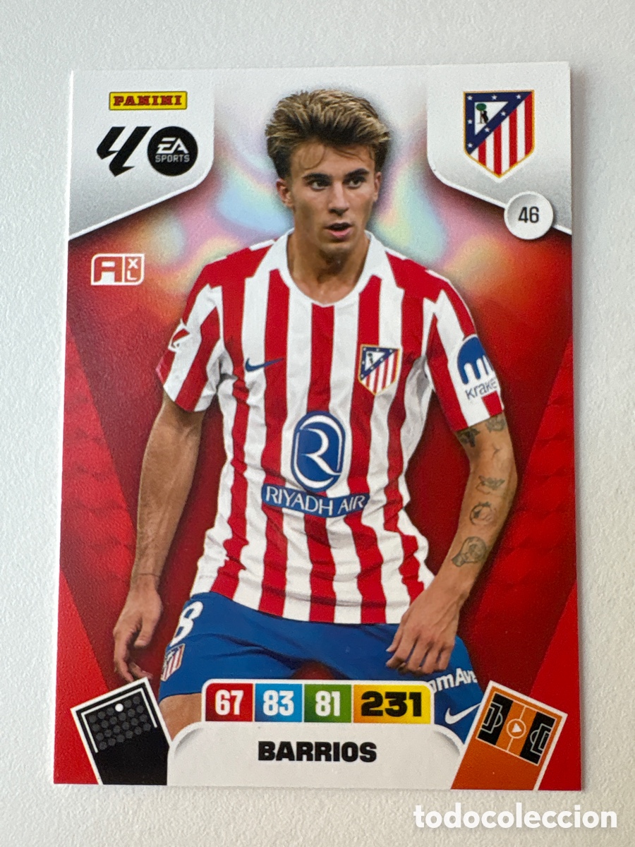 Cromos de f&uacute;tbol: Carta Pablo Barrios Atl&eacute;tico de Madrid 46 Adrenalyn 2025-26