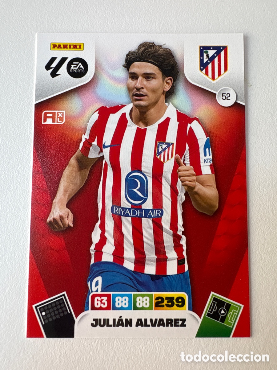 Cromos de f&uacute;tbol: Carta Juli&aacute;n &Aacute;lvarez Atl&eacute;tico de Madrid 52 Adrenalyn 2025-26