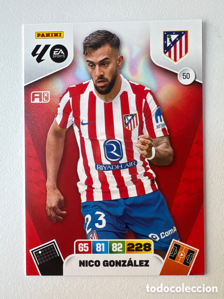 Cromos de f&uacute;tbol: Carta Nico Gonz&aacute;lez Atl&eacute;tico de Madrid 50 Adrenalyn 2025-26