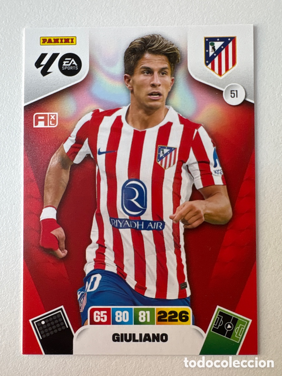 Cromos de f&uacute;tbol: Carta Giuliano Simeone Atl&eacute;tico de Madrid 51 Adrenalyn 2025-26