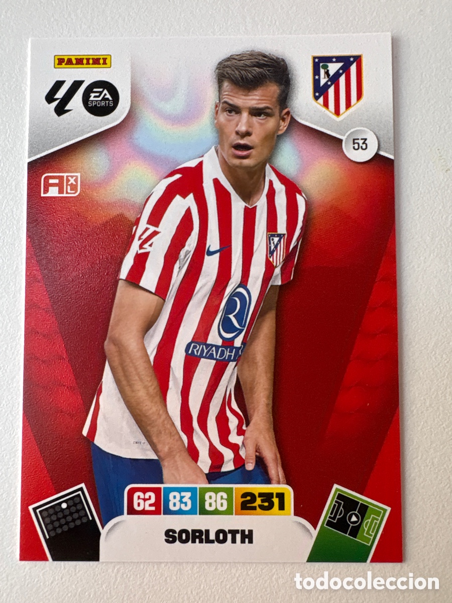 Fu&szlig;ball-Sticker: Carta Sorloth Atl&eacute;tico de Madrid 53 Adrenalyn 2025-26