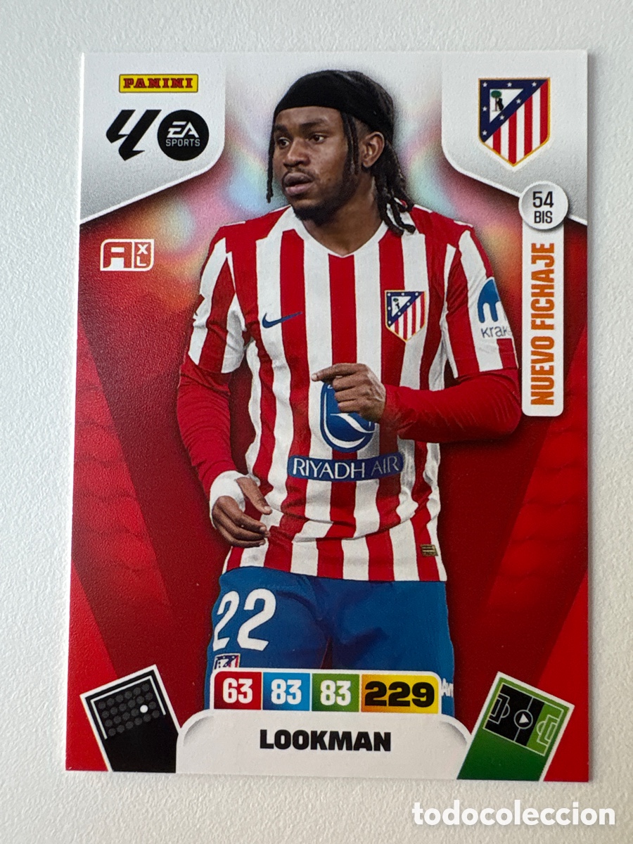 Cromos de f&uacute;tbol: Carta Lookman Nuevo Fichaje Atl&eacute;tico de Madrid 54bis Adrenalyn 2025-26