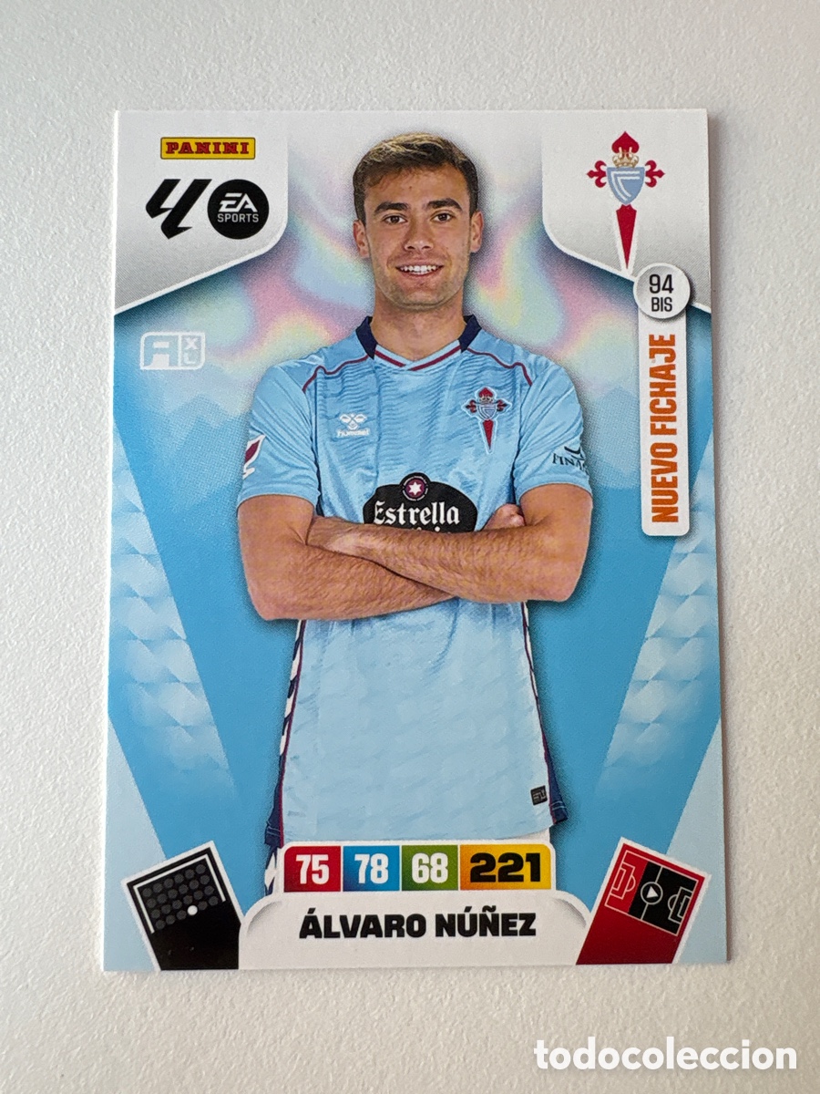 Football Stickers: Carta &Aacute;lvaro N&uacute;&ntilde;ez Nuevo Fichaje Celta 94bis Adrenalyn 2025-26