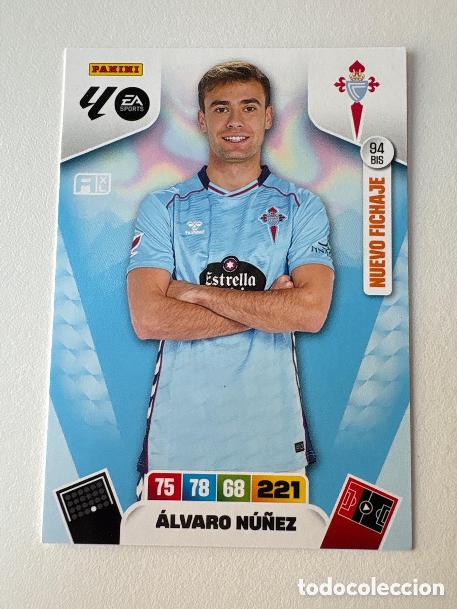 Football Stickers: Carta Alvaro Nu&ntilde;ez Celta Nuevo Fichaje 94bis Adrenalyn 2025-26
