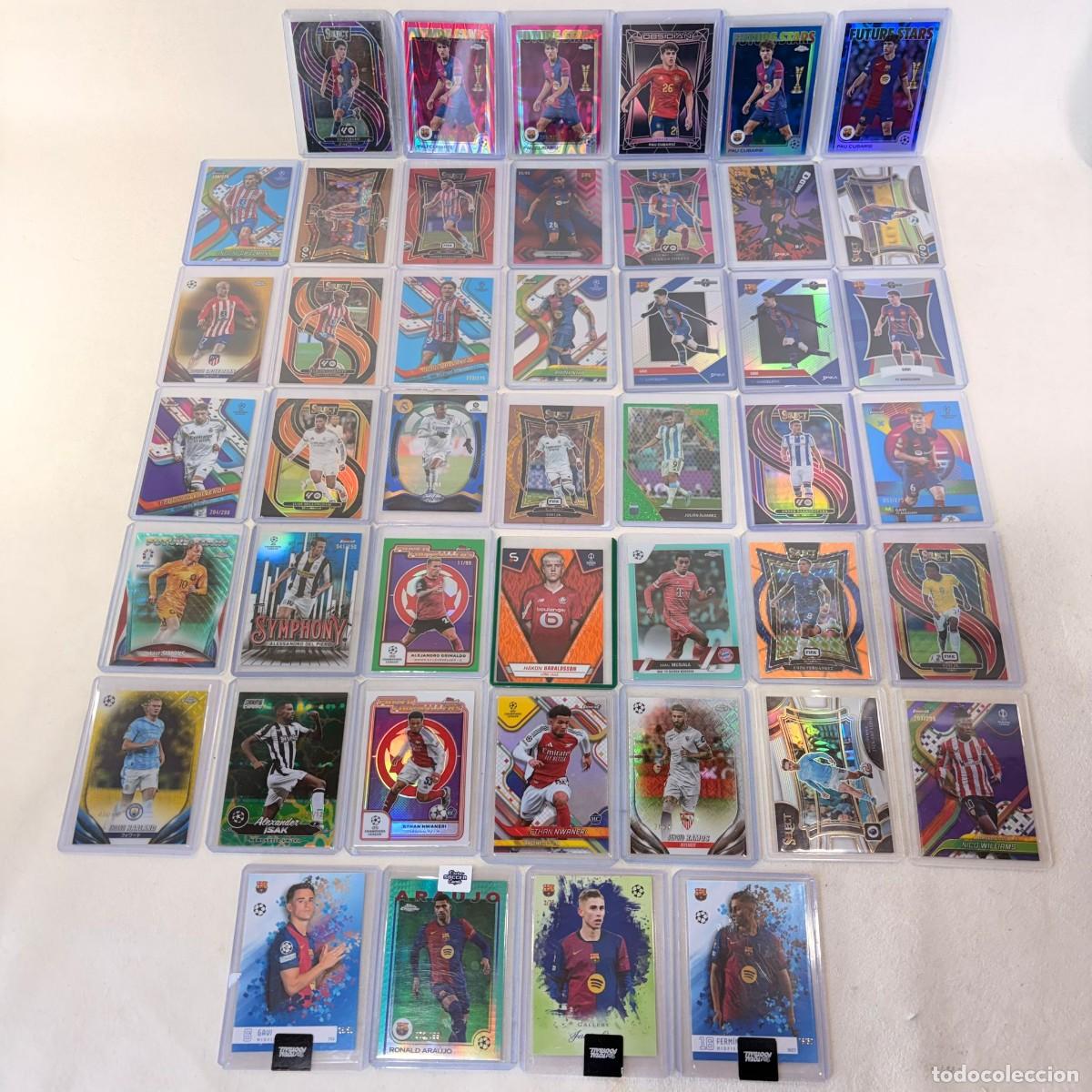 Figurine di Calcio: LOTE DE 45 CARTAS DE FUTBOL , BAR&Ccedil;A , ATLETIC - ARGENTINA - BRASIL - TOPPS - PANINI