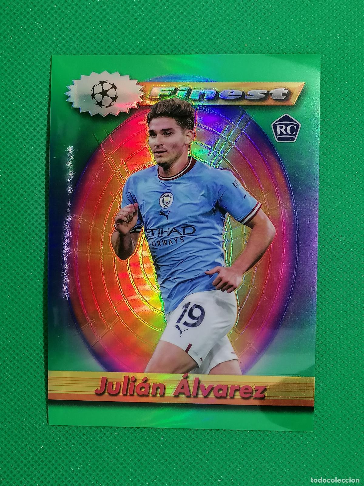 Cromos de f&uacute;tbol: JULIAN ALVAREZ MANCHESTER ROOKIE CARD XL FINEST MOMENT ⚽ TOPPS FINEST 21 22 2021 2022 ⚽