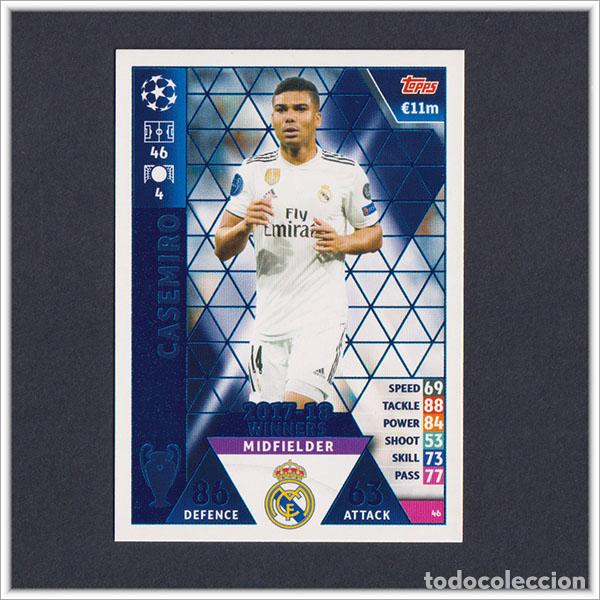 Cromos de f&uacute;tbol: TOPPS MATCH ATTAX 2018 2019 18 19 CASEMIRO 46 REAL MADRID UEFA CHAMPIONS LEAGUE ALBUM COLECCI&Oacute;N