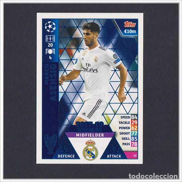 Cromos de f&uacute;tbol: TOPPS MATCH ATTAX 2018 2019 18 19 ASENSIO 45 REAL MADRID UEFA CHAMPIONS LEAGUE ALBUM COLECCI&Oacute;N