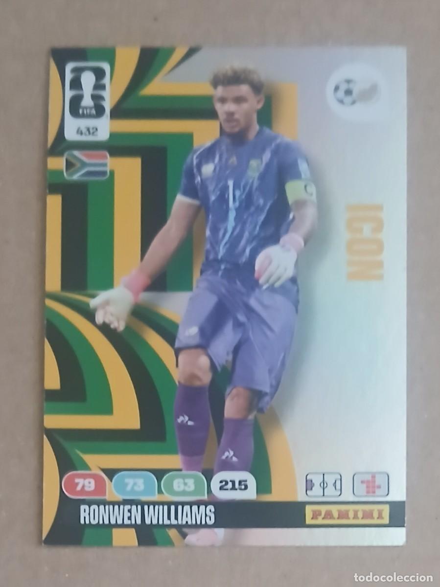 Cromos de Futebol: CROMO n&ordm; 432 RONWEN WIILLIAMS SUD&Aacute;FRICA ICON ADRENALYN XL FIFA WORLD CUP 2026 DE PANINI. Nuevo.