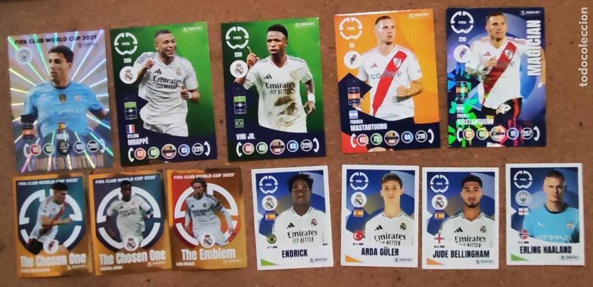 Figurine di Calcio: ADRENALYN XL Y STICKERS MUNDIAL DE CLUB 2025 LOTE 12 CARTAS Y STICKERS SIN REPETIR PANINI
