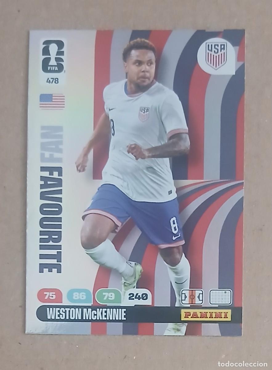 Cartes &agrave; collectionner de Football: CROMO n&ordm; 478 WESTON McKENNIE USA FAN FAVOURITE ADRENALYN XL FIFA WORLD CUP 2026 DE PANINI. Nuevo.