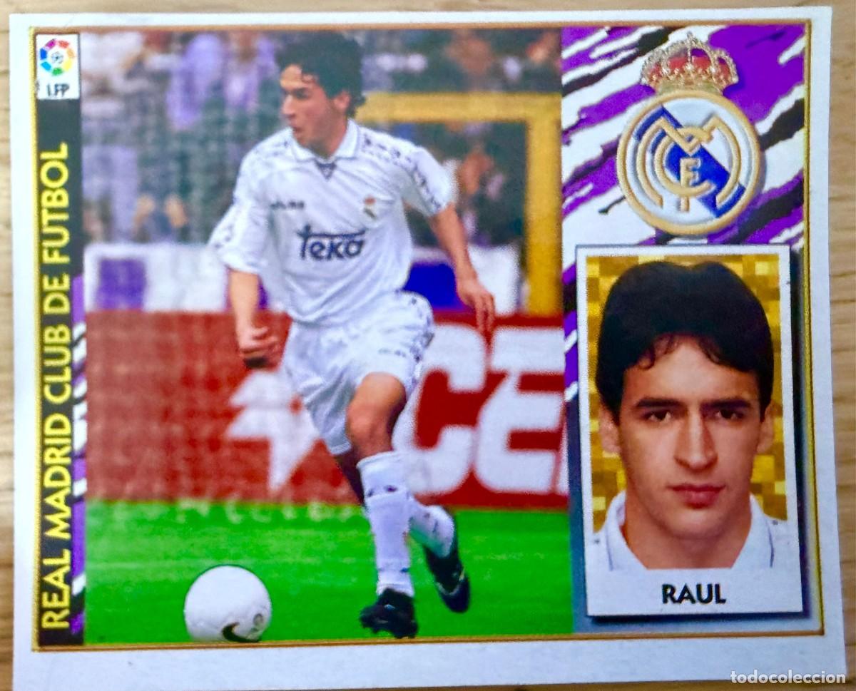 Fu&szlig;ball-Sticker: RAUL REAL MADRID 97 98 1997 1998 LIGA EDICIONES ESTE RECORTADO STICKER