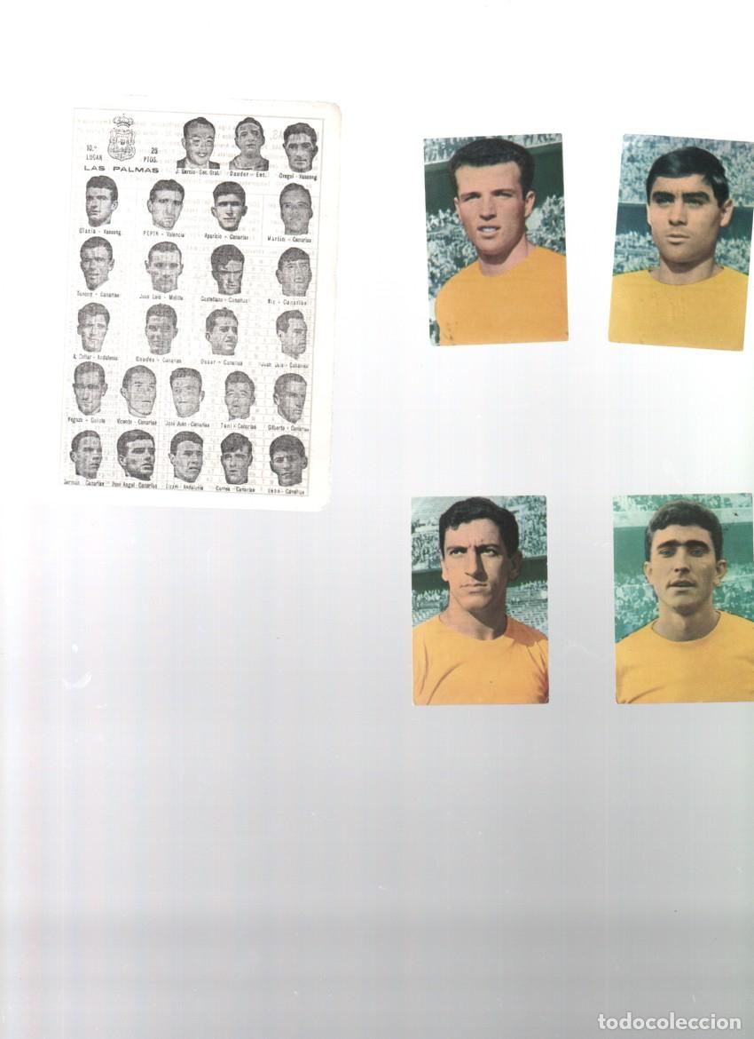 Football Stickers: HOJA INFORMATIVA: LAS PALMAS, 10&ordm; CLASIFICADO LIGA FUTBOL 1965-66 + 4 CROMOS RUIZ ROMERO 1967
