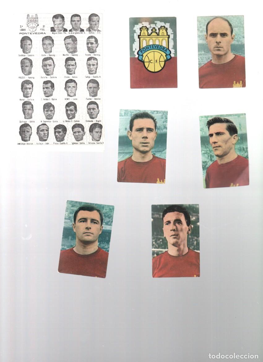 Cromos de f&uacute;tbol: HOJA INFORMATIVA: PONTEVEDRA, 7&ordm; CLASIFICADO LIGA FUTBOL 1965-66 + 6 CROMOS RUIZ ROMERO 1967