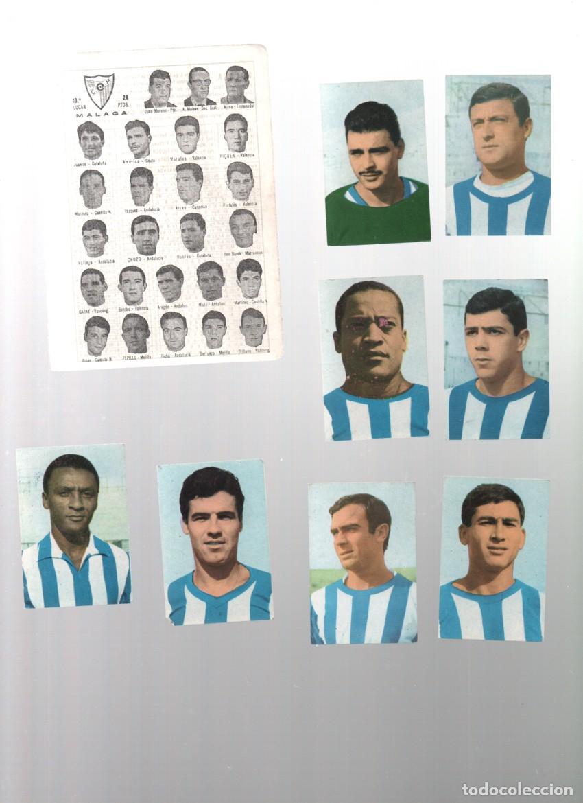 Cromos de f&uacute;tbol: HOJA INFORMATIVA: MALAGA, C. F, 13&ordm; CLASIFICADO LIGA FUTBOL 1965-66 + 8 CROMOS RUIZ ROMERO 1967