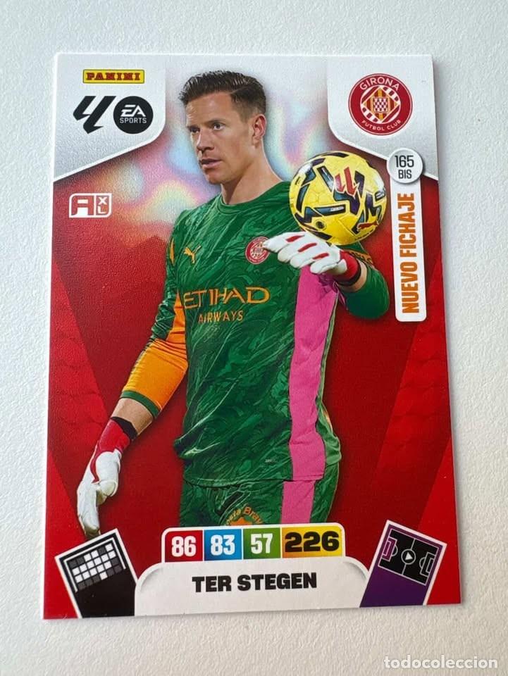 Cromos de f&uacute;tbol: Carta Ter Stegen Nuevo Fichaje Girona 165bis Adrenalyn 2025-26
