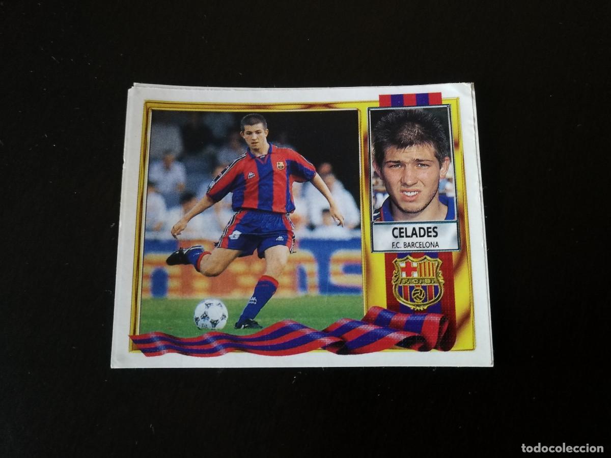 Fu&szlig;ball-Sticker: Celades Coloca FC Barcelona, dif&iacute;cil, editorial Este 95/96 despegado