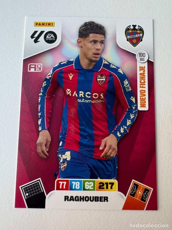 Cromos de f&uacute;tbol: Carta Raghouber Nuevo Fichaje Levante 190bis Adrenalyn 2025-26