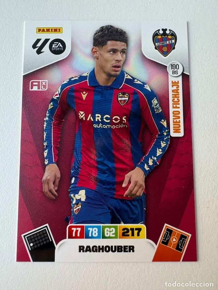 Cromos de f&uacute;tbol: Carta Raghouber Nuevo Fichaje Levante 190bis Adrenalyn 2025-26