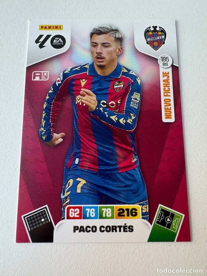 Cromos de f&uacute;tbol: Carta Paco Cort&eacute;s Nuevo Fichaje Levante 195bis Adrenalyn 2025-26