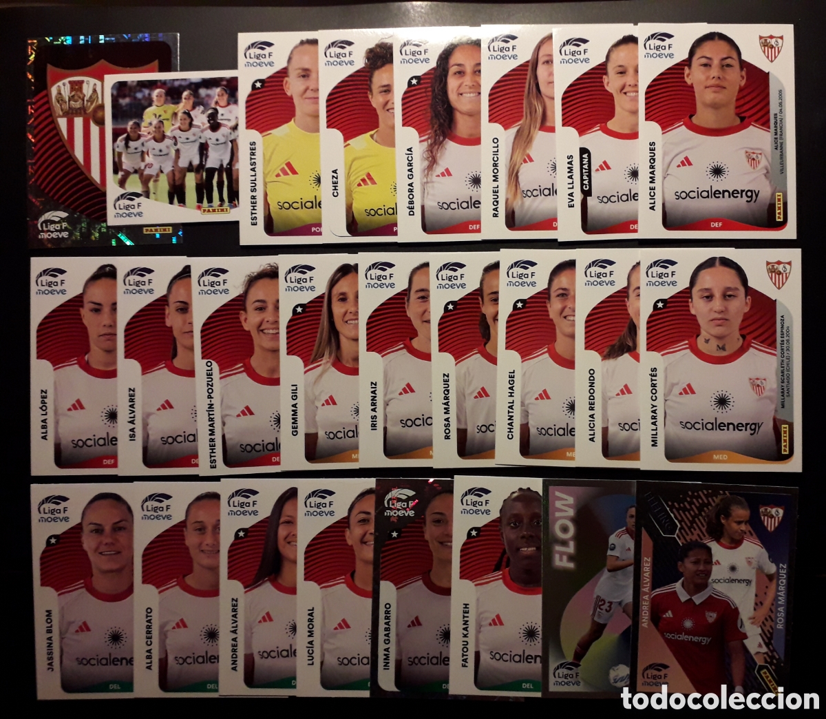 Cromos de f&uacute;tbol: 25 CROMOS SEVILLA LIGA F FEMENINA 2025 2026 25 26 PANINI EQUIPO COMPLETO CON ESPECIALES