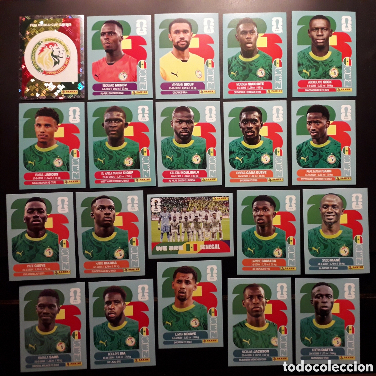 Figurine di Calcio: 20 CROMOS SENEGAL, EQUIPO COMPLETO MUNDIAL F&Uacute;TBOL 2026 FIFA WORLD CUP PANINI SIN PEGAR